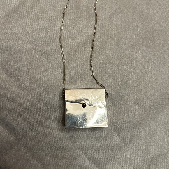 Anne Harvey Sterling Silver Purse Necklace.  34” sterling chain. Vintage - Picture 2 of 13